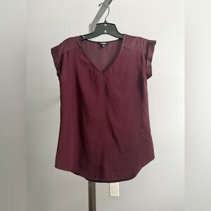 Express Deep Burgundy V-Neck Blouse